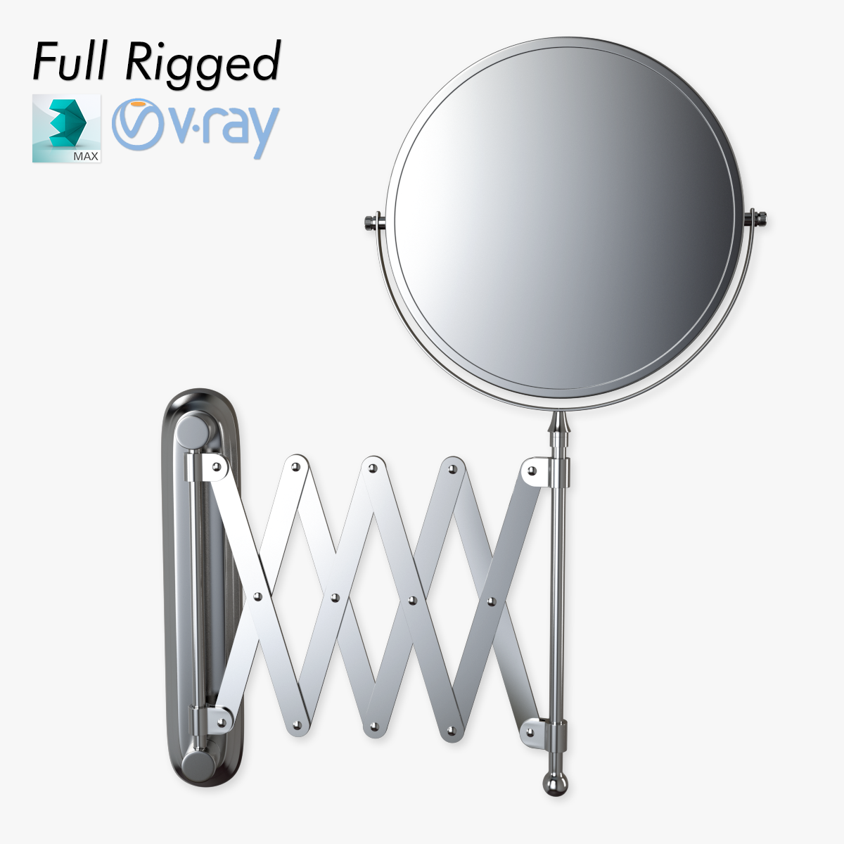 Scissor Wall Mirror Rigged 3D model_3