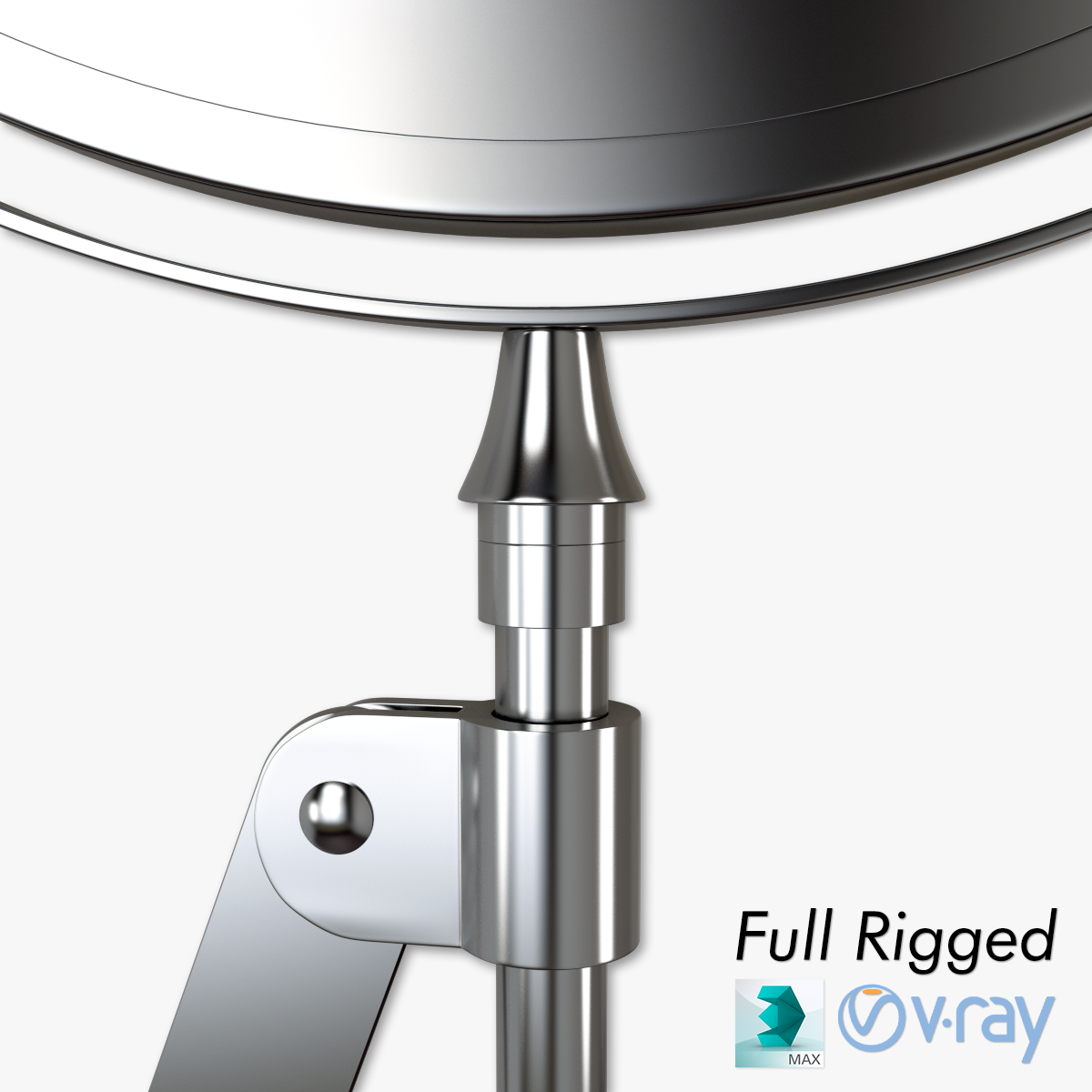 Scissor Wall Mirror Rigged 3D model_8