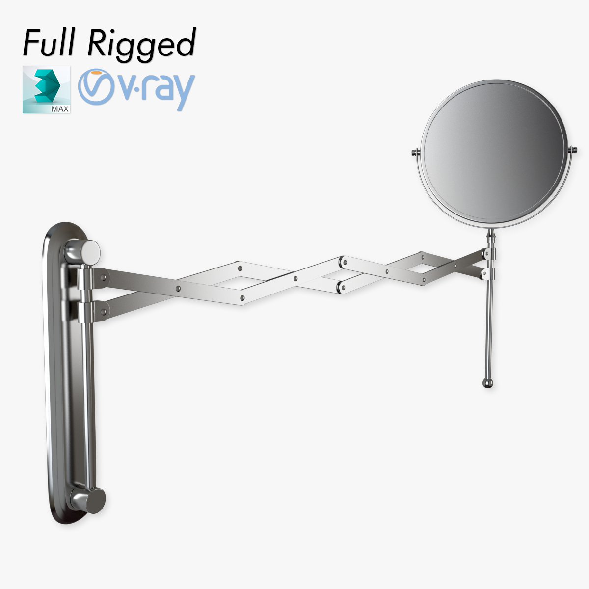 Scissor Wall Mirror Rigged 3D model_5