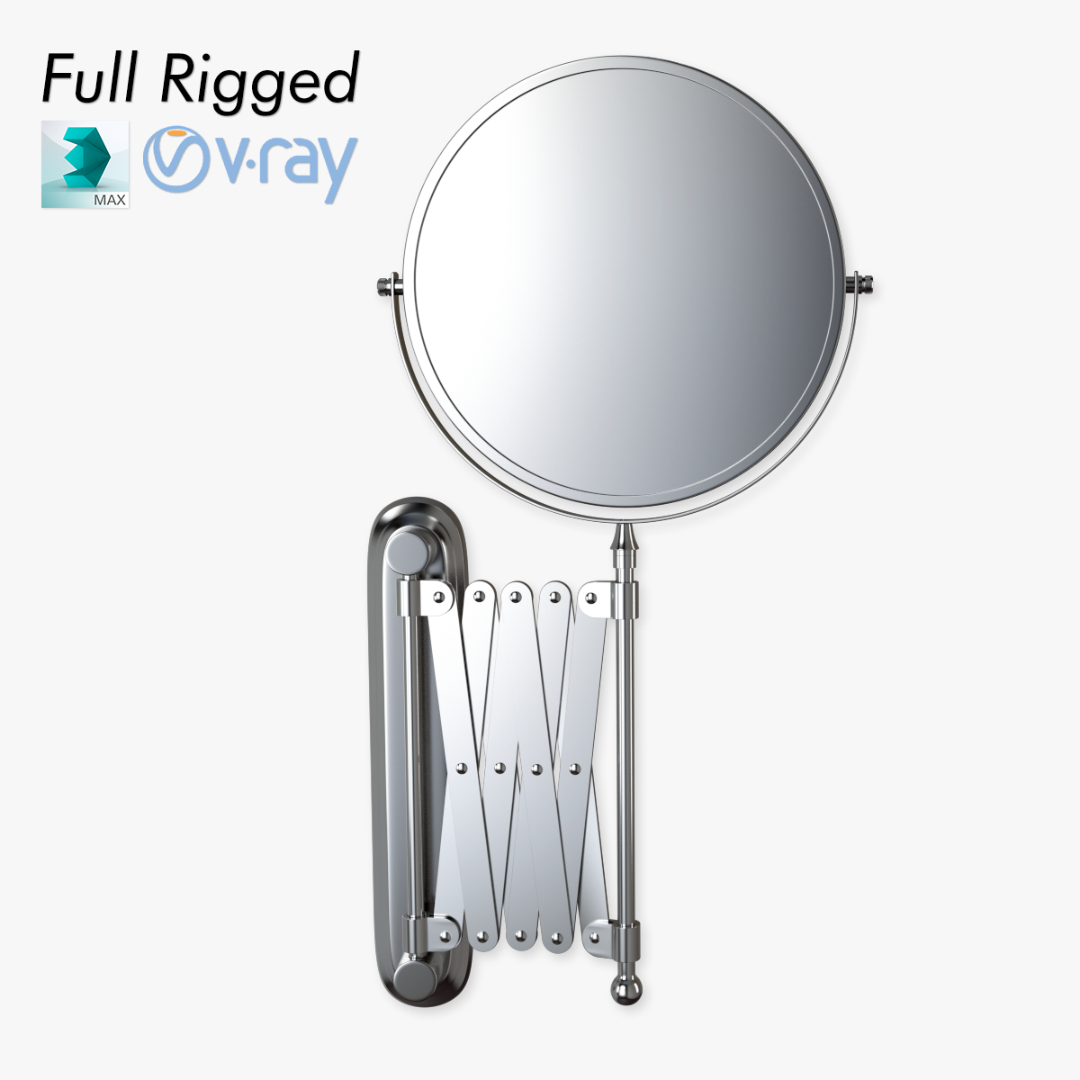 Scissor Wall Mirror Rigged 3D model_4