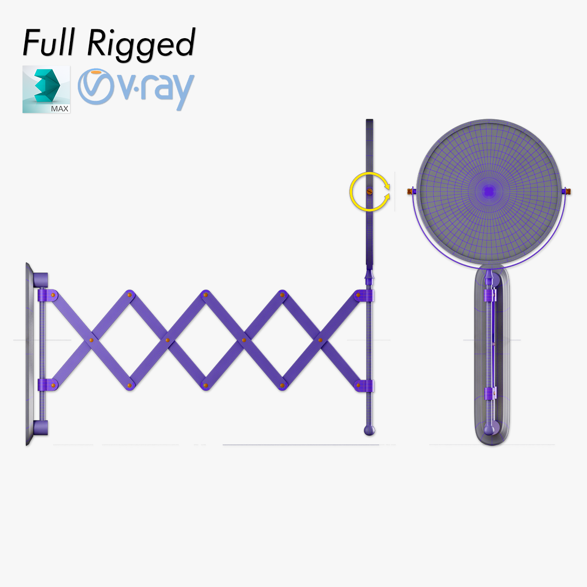 Scissor Wall Mirror Rigged 3D model_10