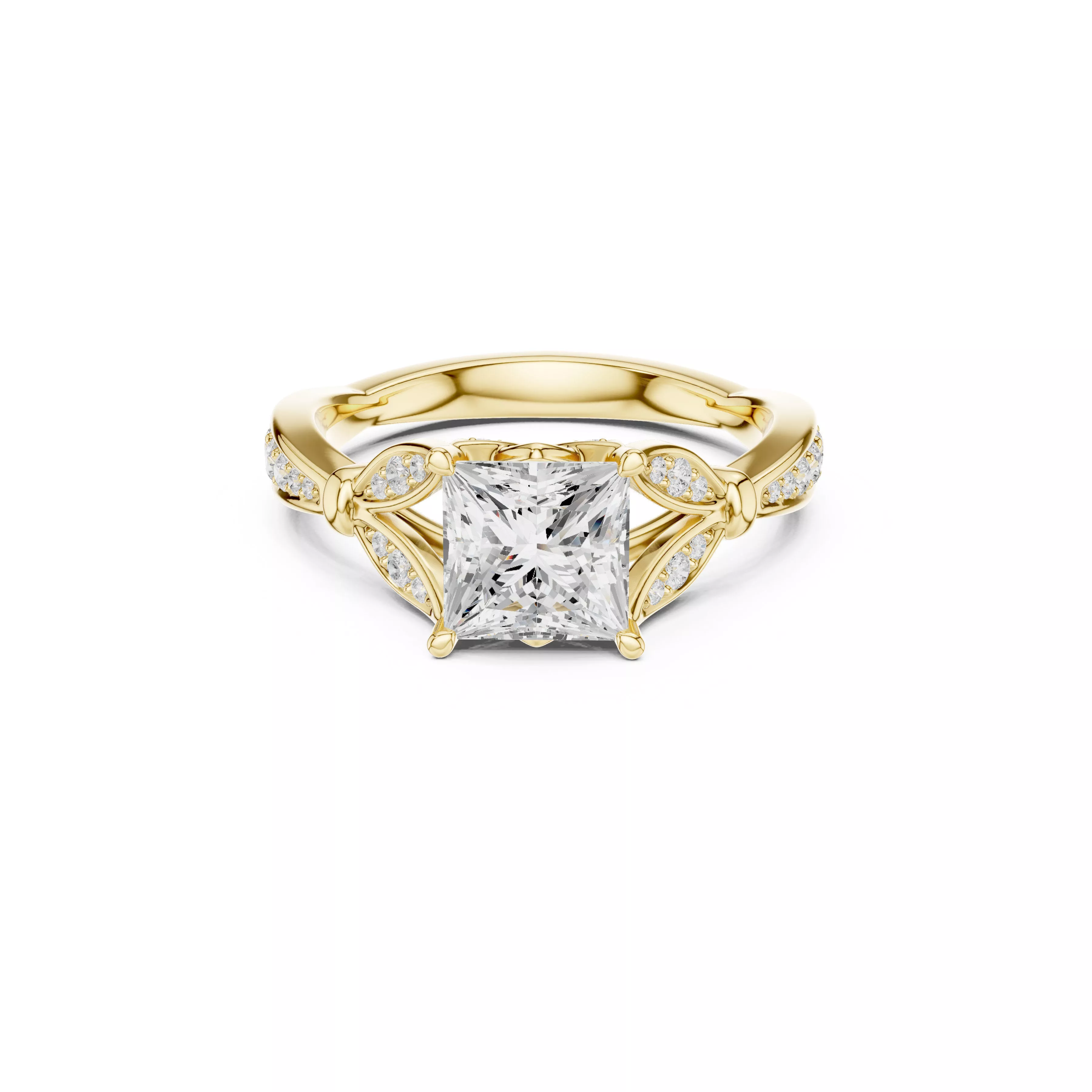 Princess Cut Engagement Ring STL 3DM Diamond Ring CAD 3D print model