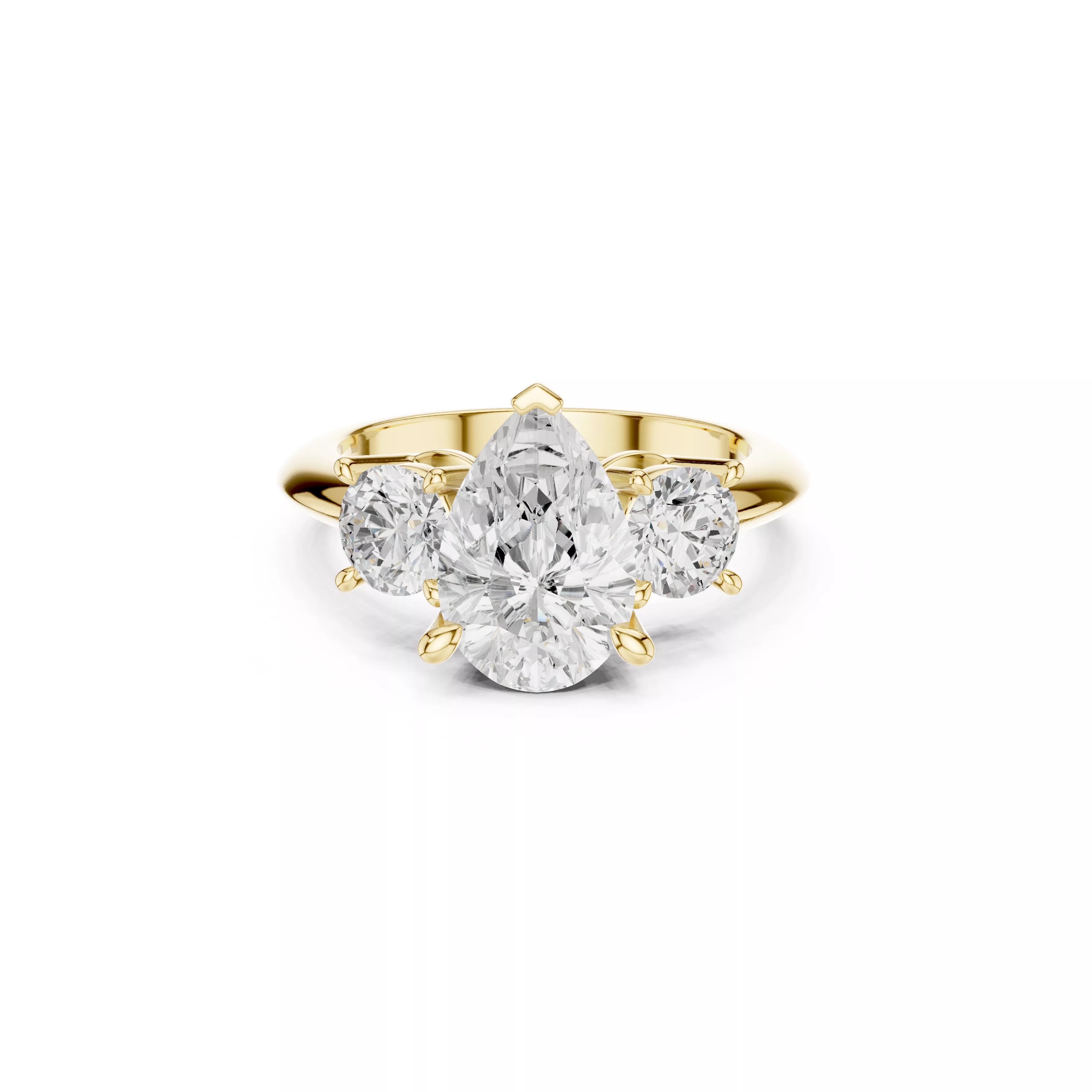 Pear Cut Three Stone Engagement Ring Luxury Trilogy Bridal Ring 3D print model