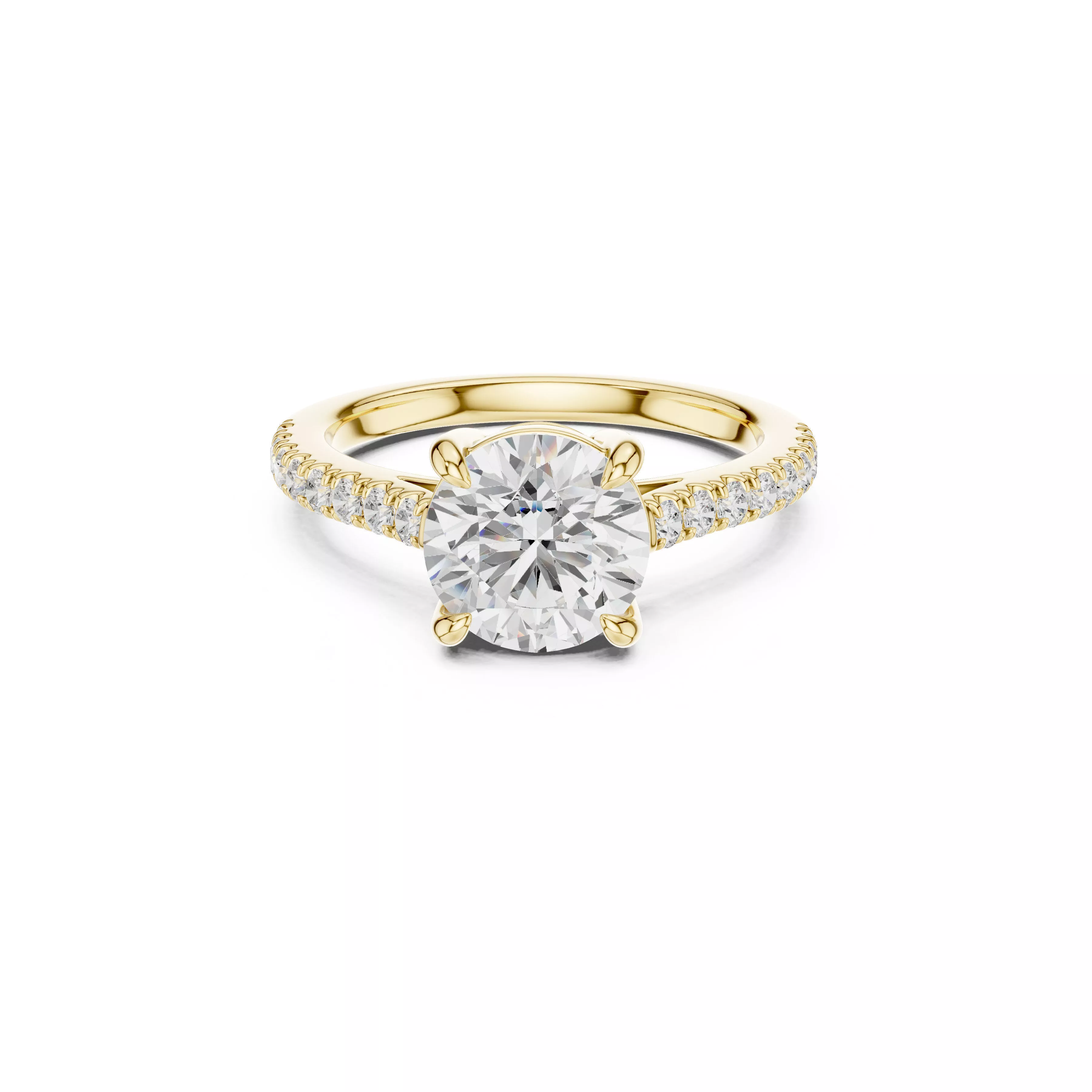 Brilliant Pave Engagement Ring Classic Solitaire Diamond Bridal 3D print model