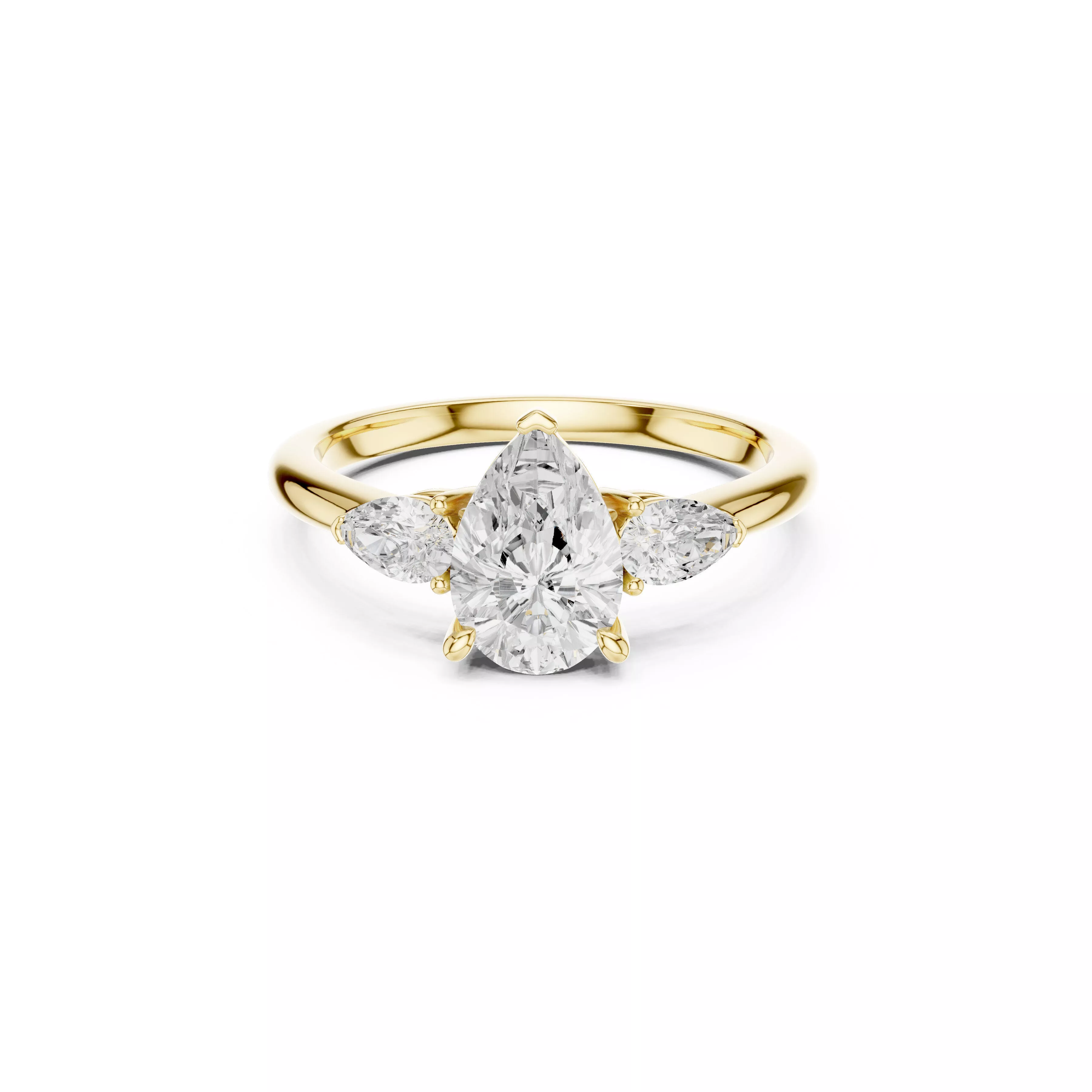 Pear Cut Three Stone Engagement Ring Elegant Marquise Side CAD 3D print model