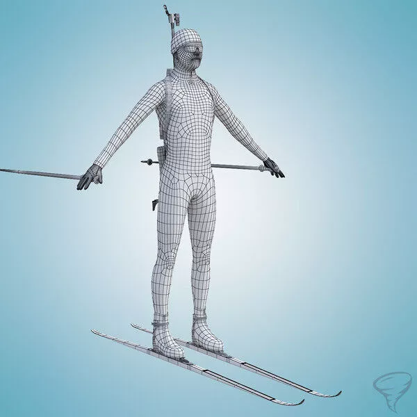 Olympic Biathlon Player 3D model