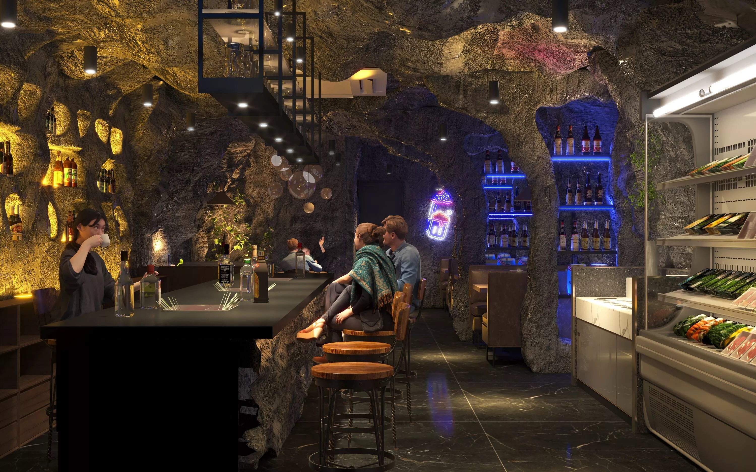 Contemporary Lounge Bar-cave style bar 3D model
