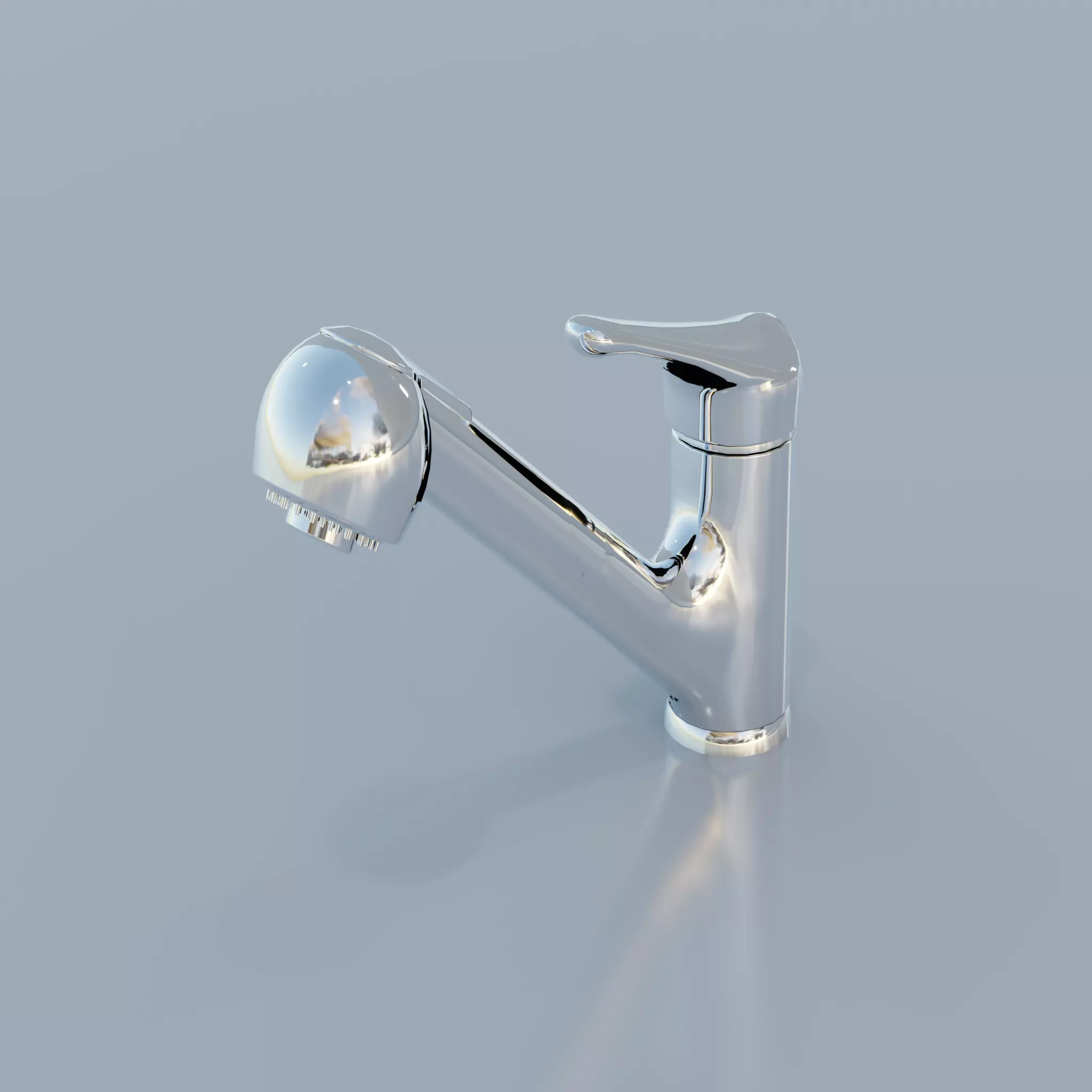 Modern Chrome Kitchen Faucet Pull Out Spray Tap 3D Model Low-poly 3D model
