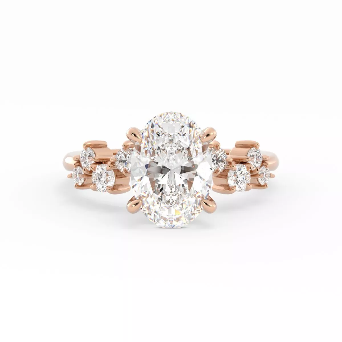 Oval Birthstone Solitaire Cluster Engagement 3DM 3D print model