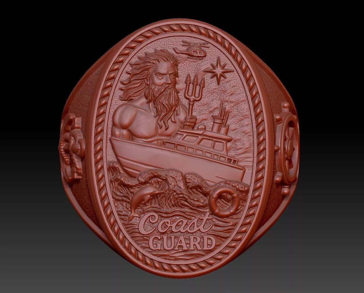 Poseidon Coast Guard Man Ring 3D print model