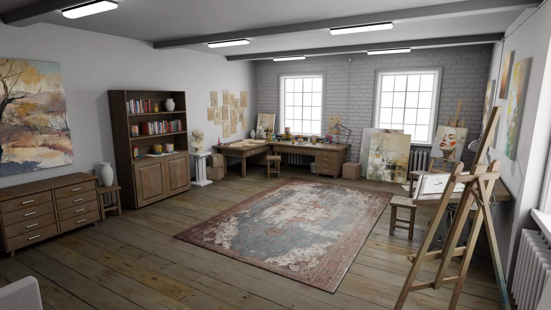 Art Studio Low-poly 3D model