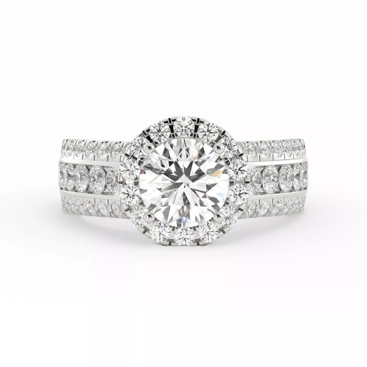 Chunky 3 Row Round Engagement Ring 3DM 3D print model