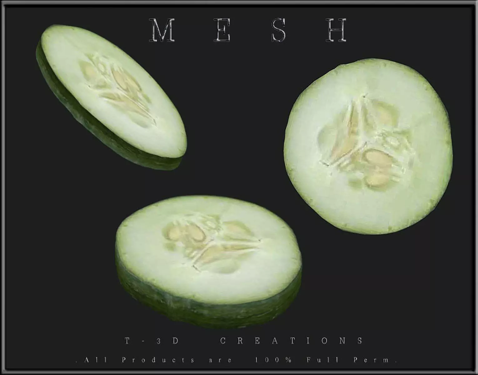 Slice of Cucumber Low-poly 3D model_0