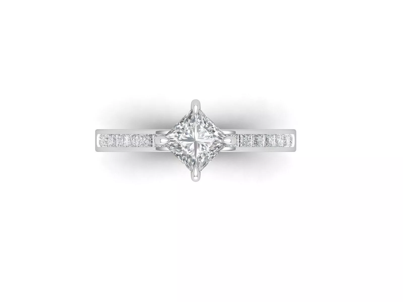 Princess Cut Channel Set Engagement Ring 3DM 3D print model