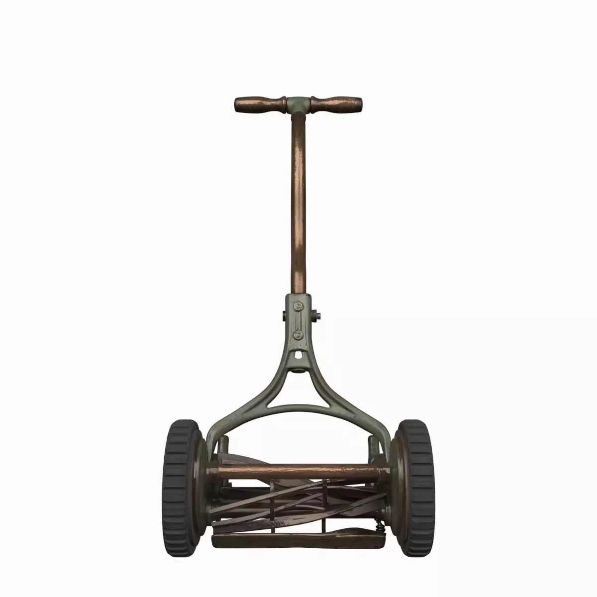 3D Model Vintage Cast Iron Push Reel Lawn Mower Tool 3D model