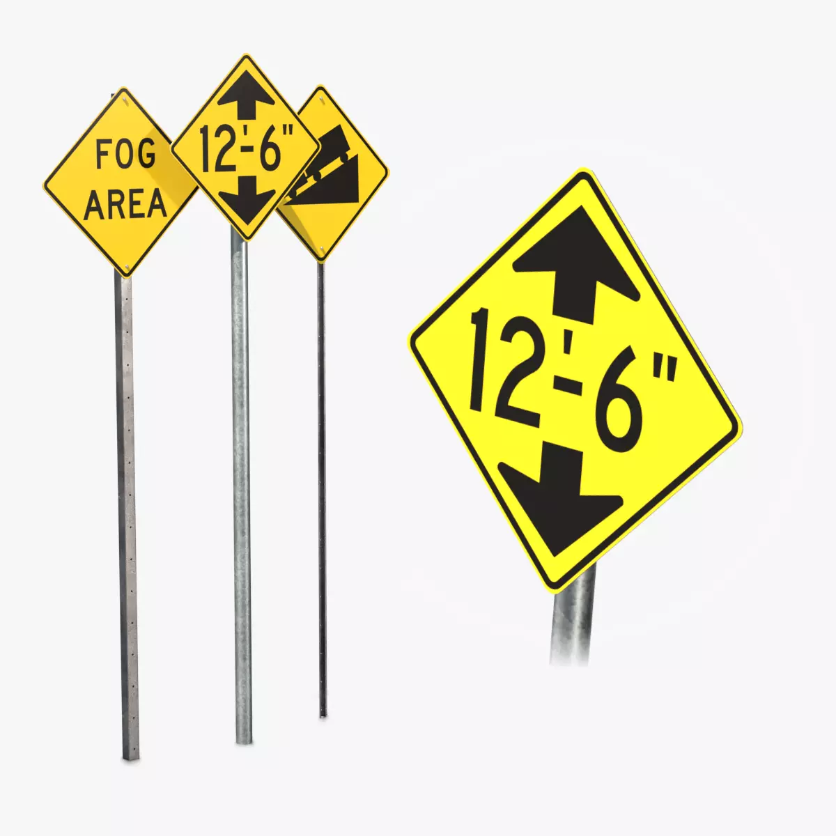 Road Signs - Miscellaneous Warning Low-poly 3D model