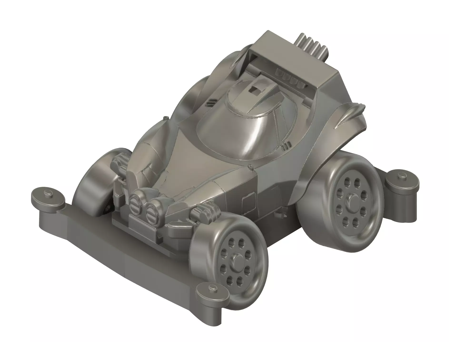 Mini 4WD Dash 04 Cannonball tooned model featuring deformed 3D print model