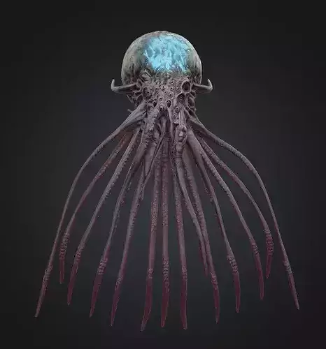 Game-Ready Eldritch Brain Squid Monster - Low-Poly PBR 3D Model
