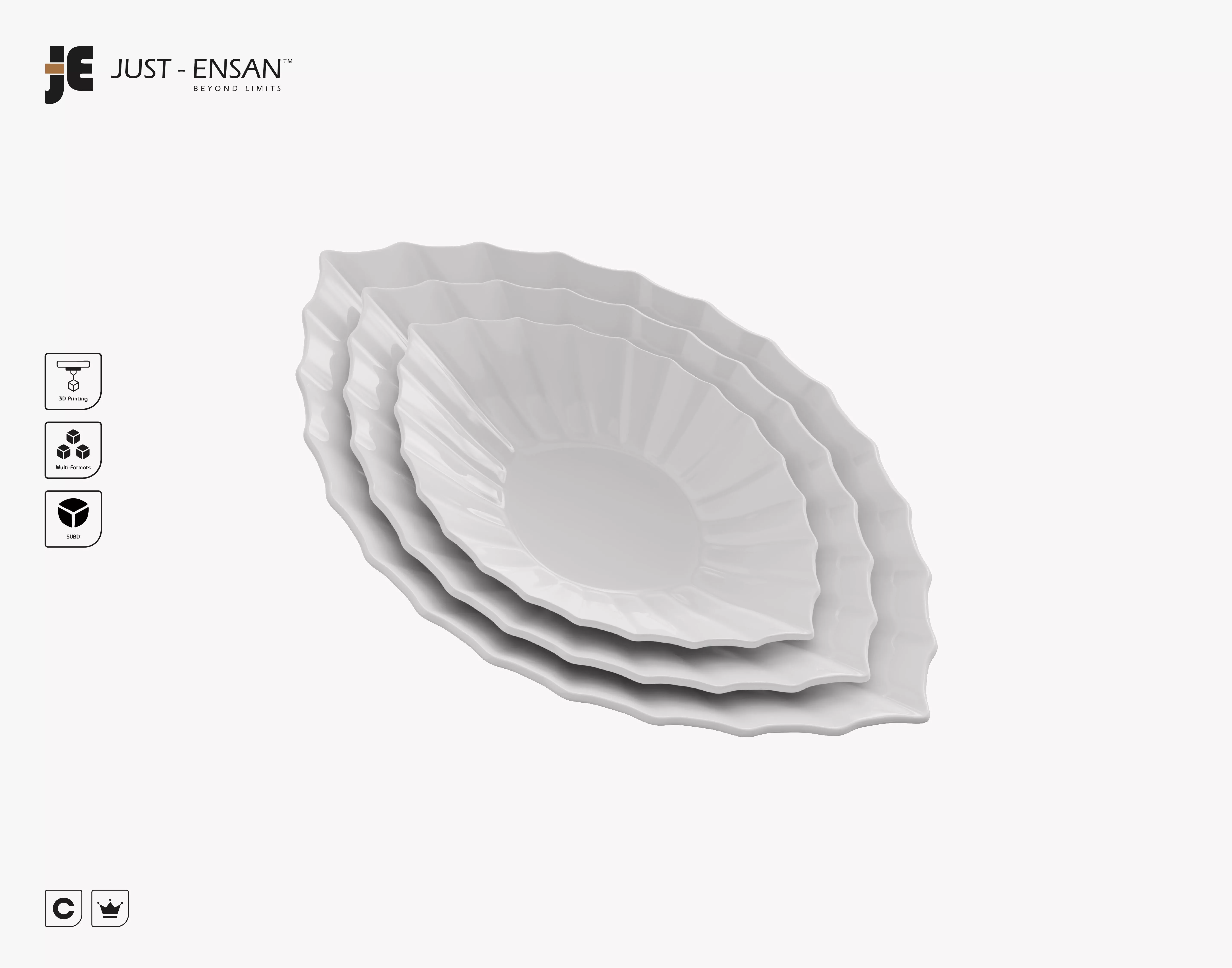 Organic Leaf Serving Plate Set - Decorative Tableware Collection 3D print model