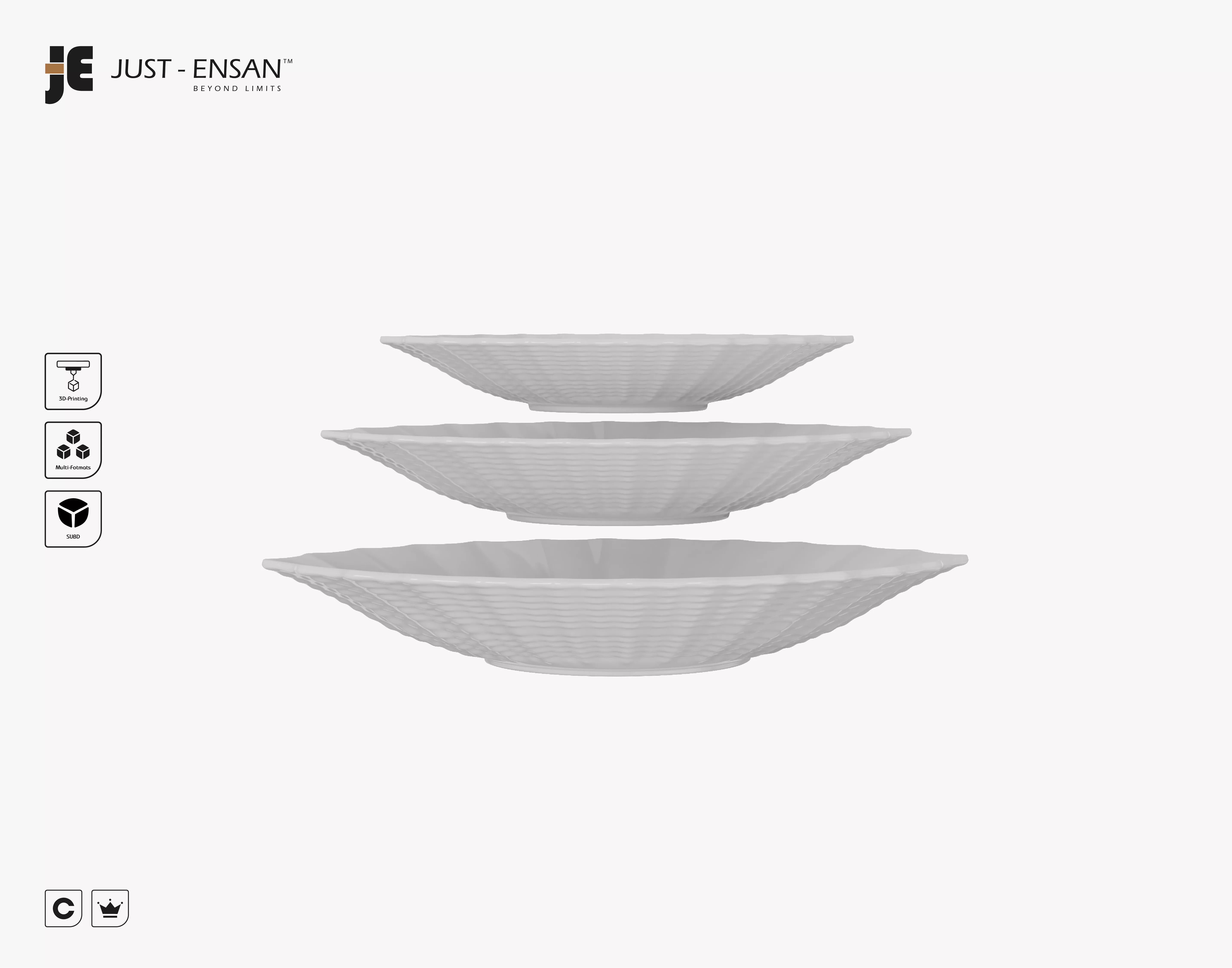 Organic Ripple Serving Bowl Set - Modern Tableware Collection 3D print model