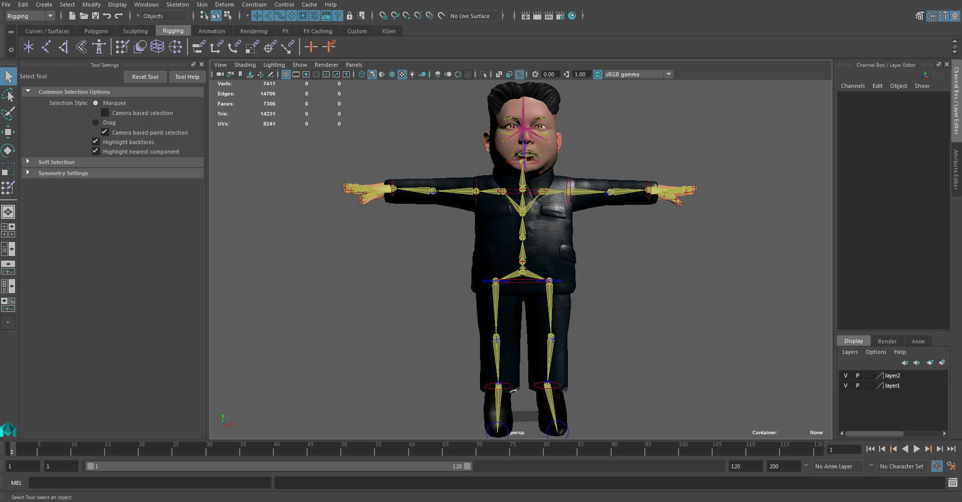 Kim Jong Un caricature low poly animated Low-poly 3D model_14
