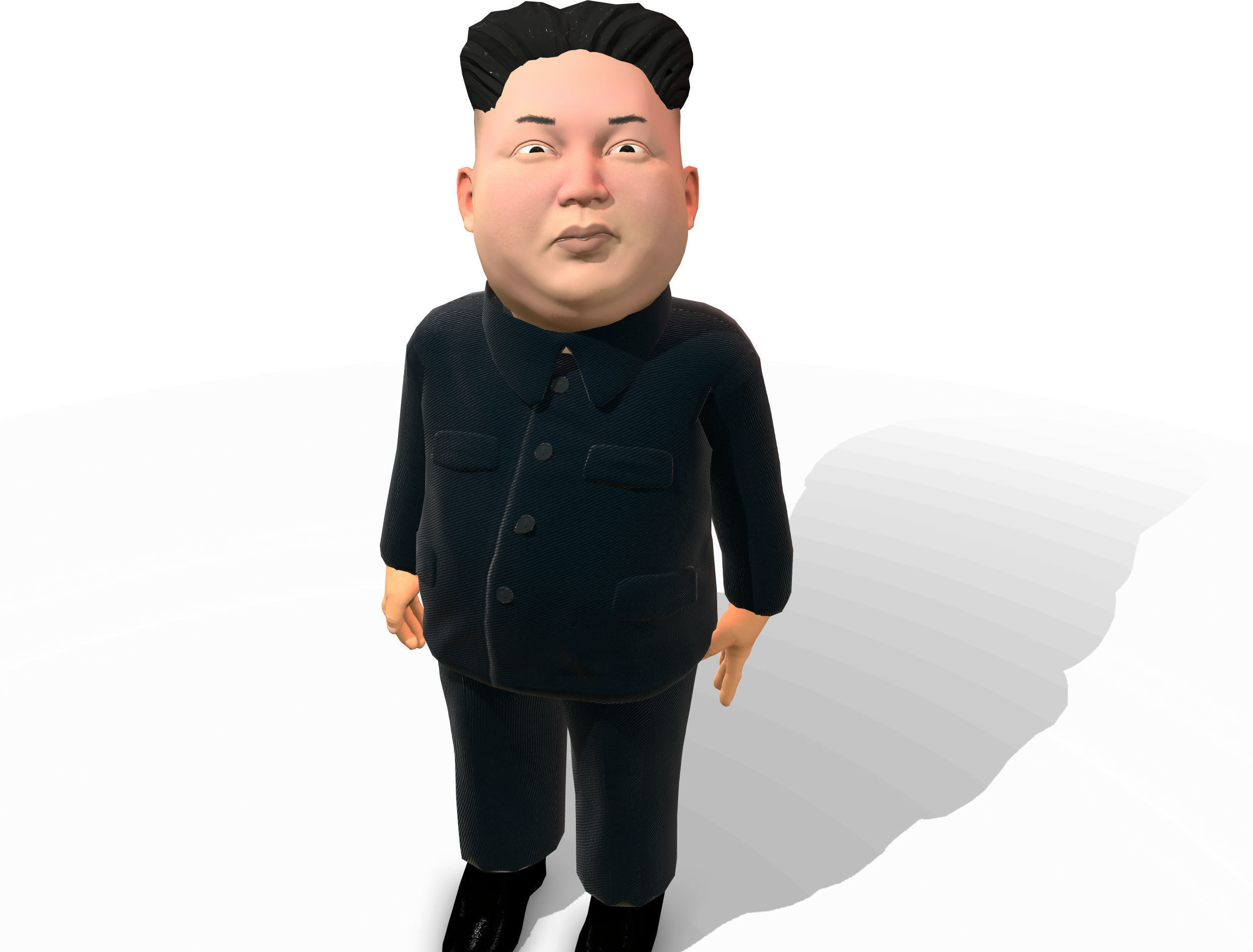 Kim Jong Un caricature low poly animated Low-poly 3D model_7