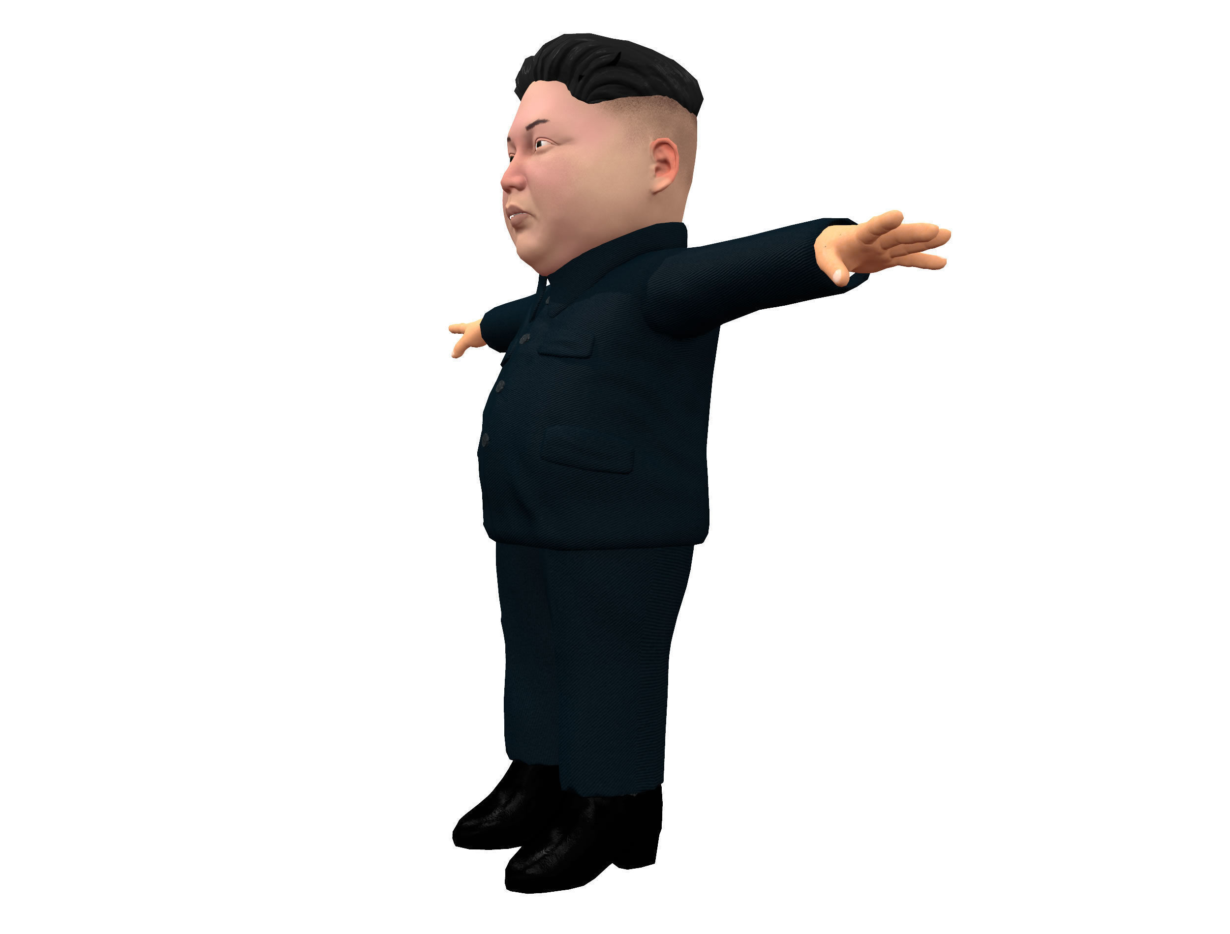 Kim Jong Un caricature low poly animated Low-poly 3D model_11