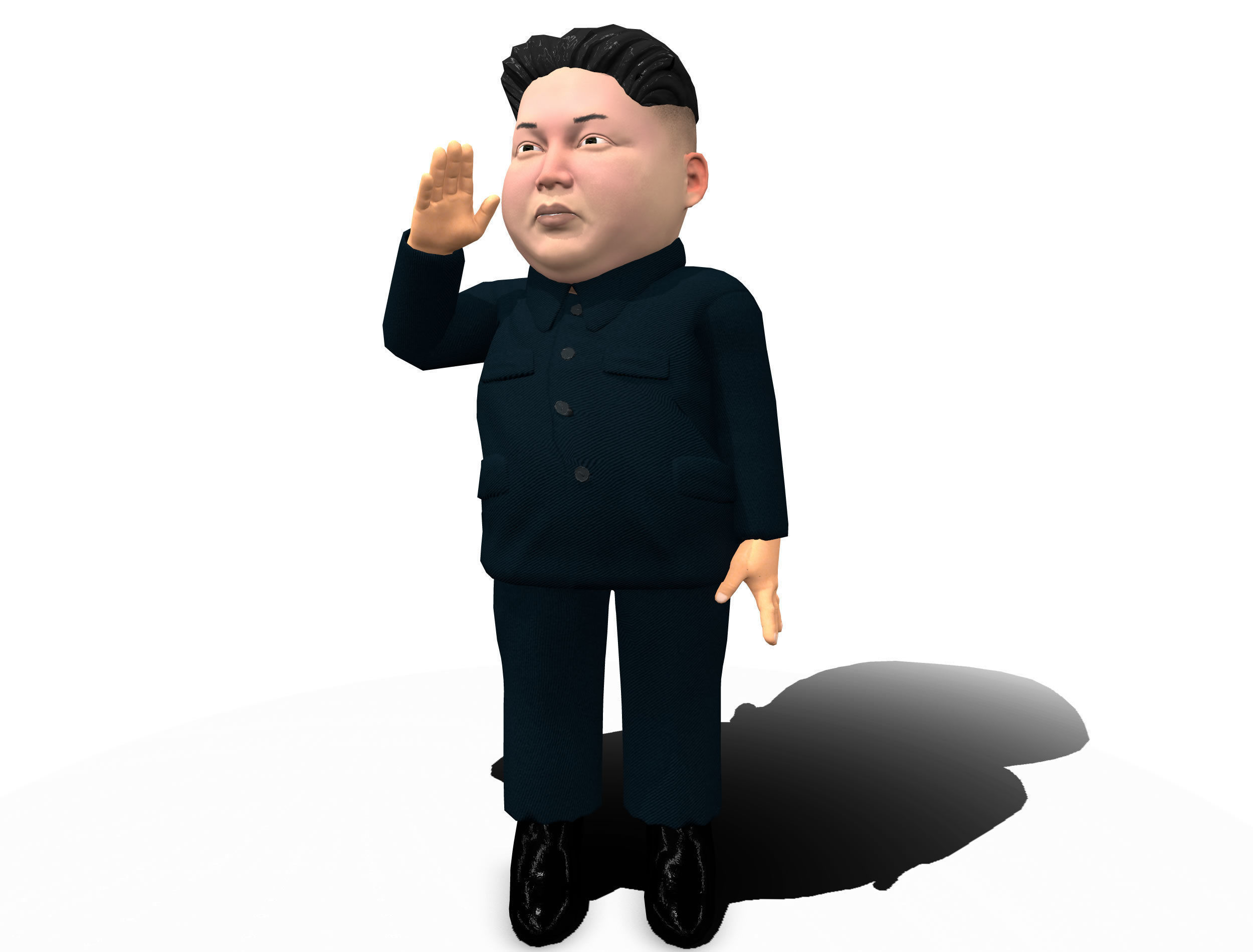 Kim Jong Un caricature low poly animated Low-poly 3D model_5