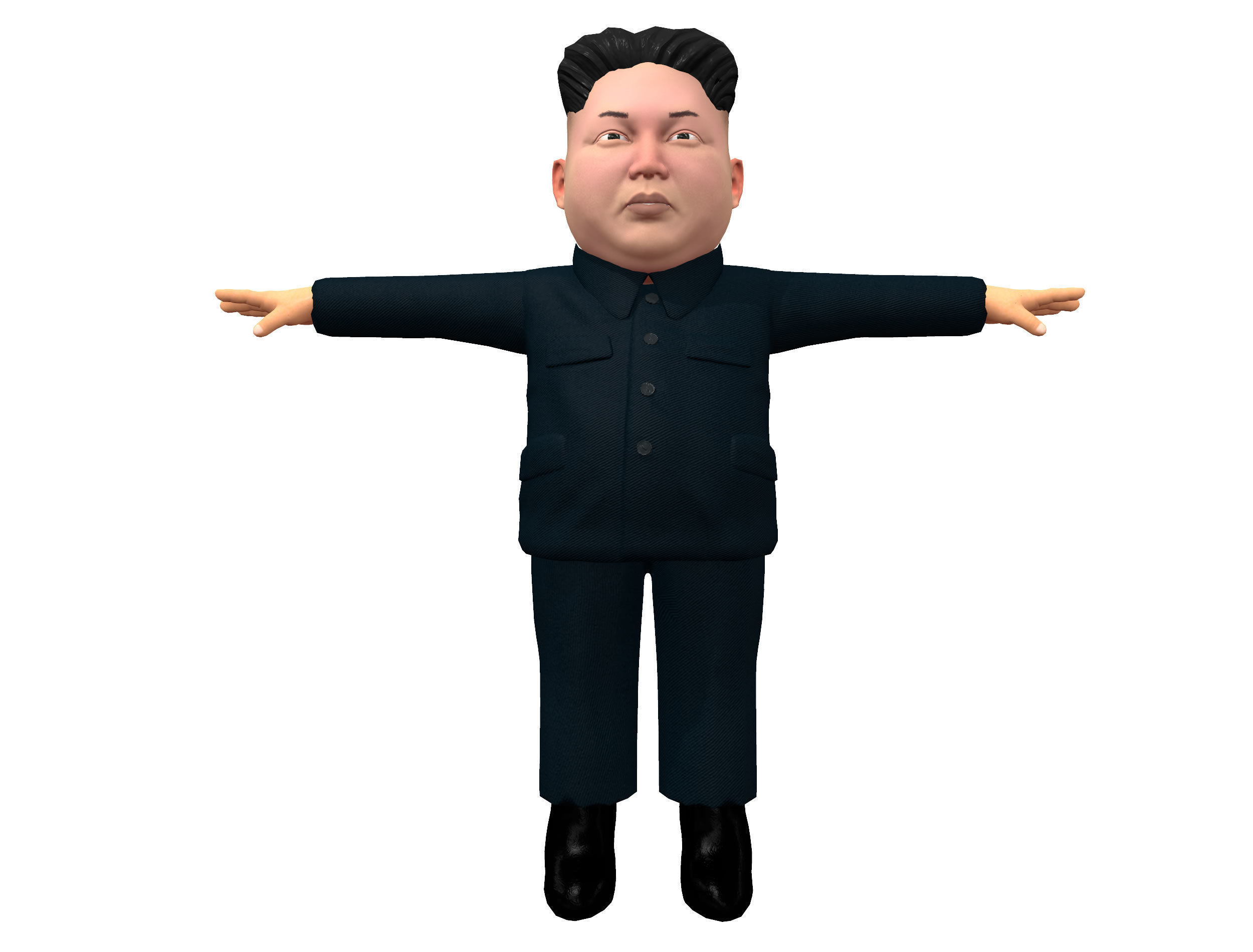 Kim Jong Un caricature low poly animated Low-poly 3D model_10