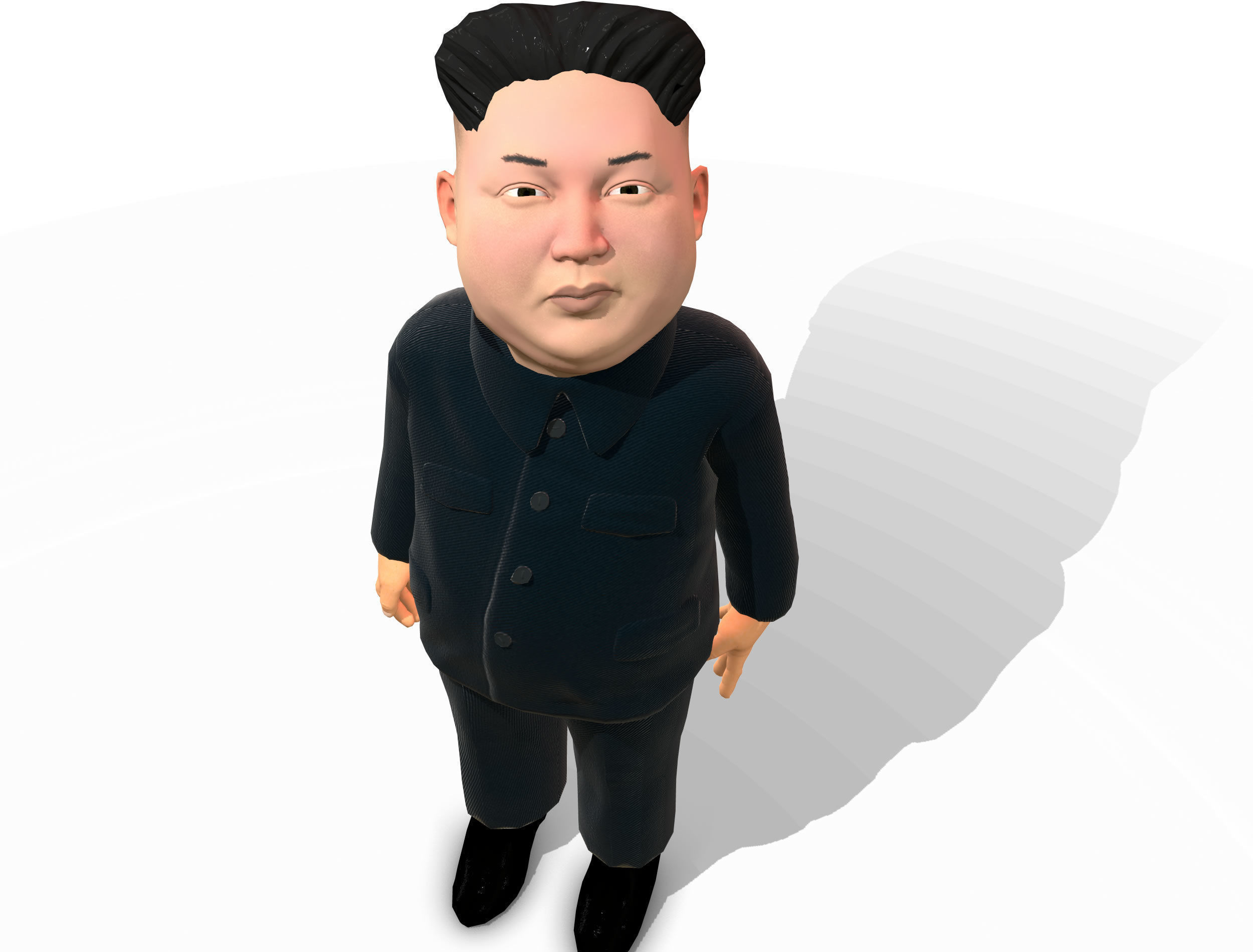 Kim Jong Un caricature low poly animated Low-poly 3D model_4