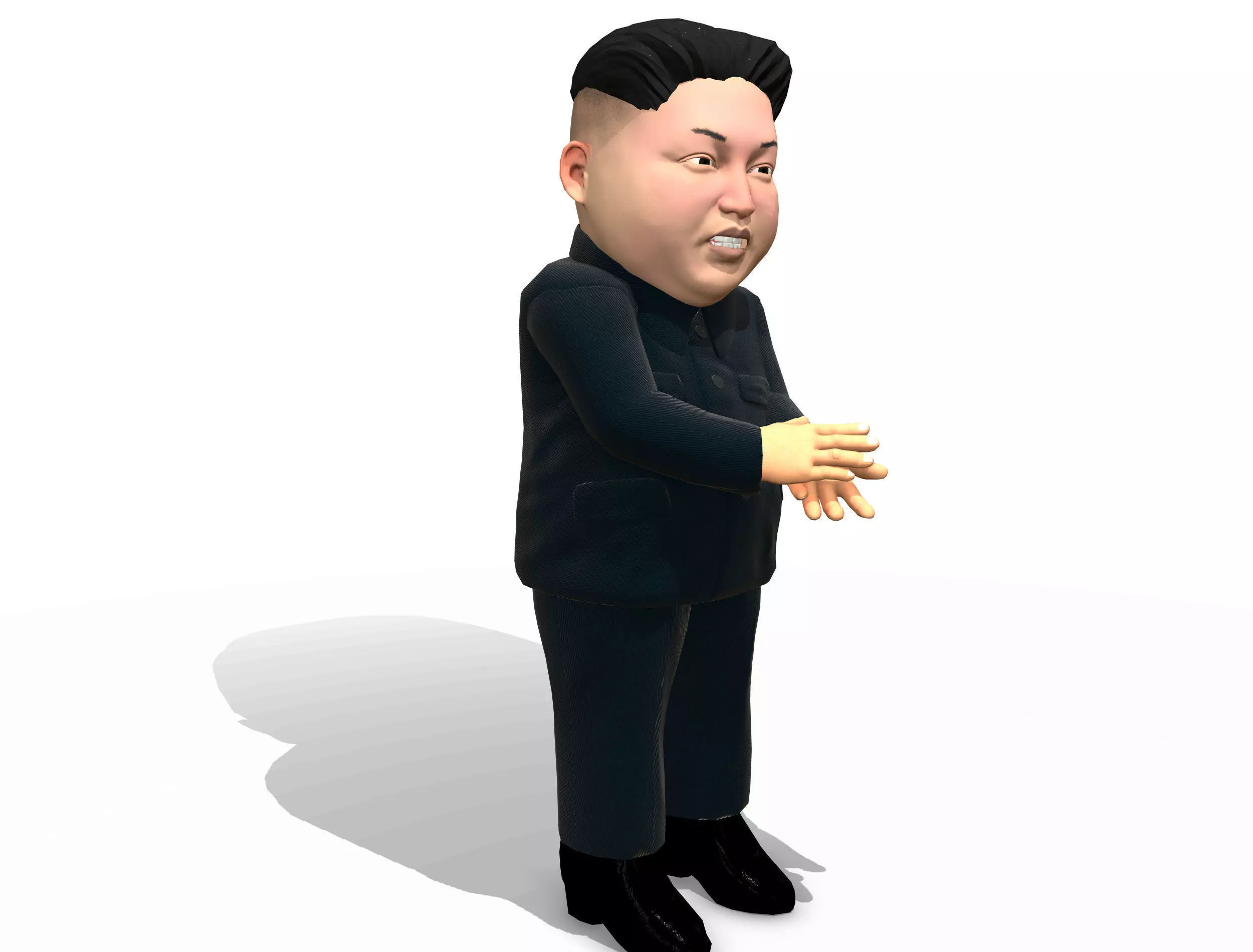 Kim Jong Un caricature low poly animated Low-poly 3D model_0