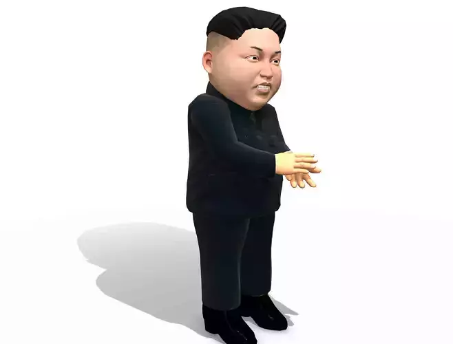 Kim Jong Un caricature low poly animated Low-poly 3D model