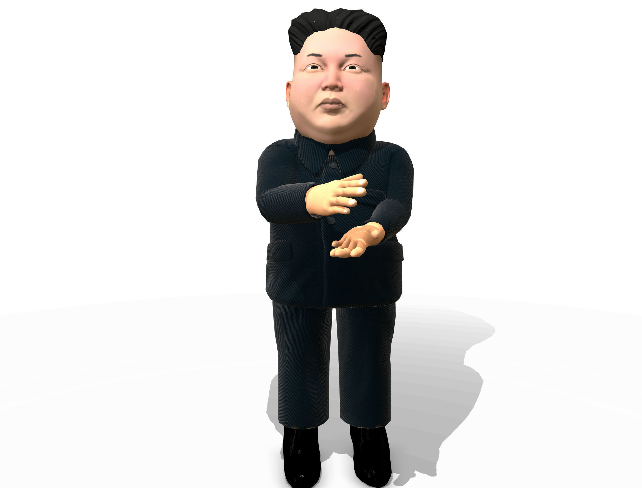 Kim Jong Un caricature low poly animated Low-poly 3D model_3
