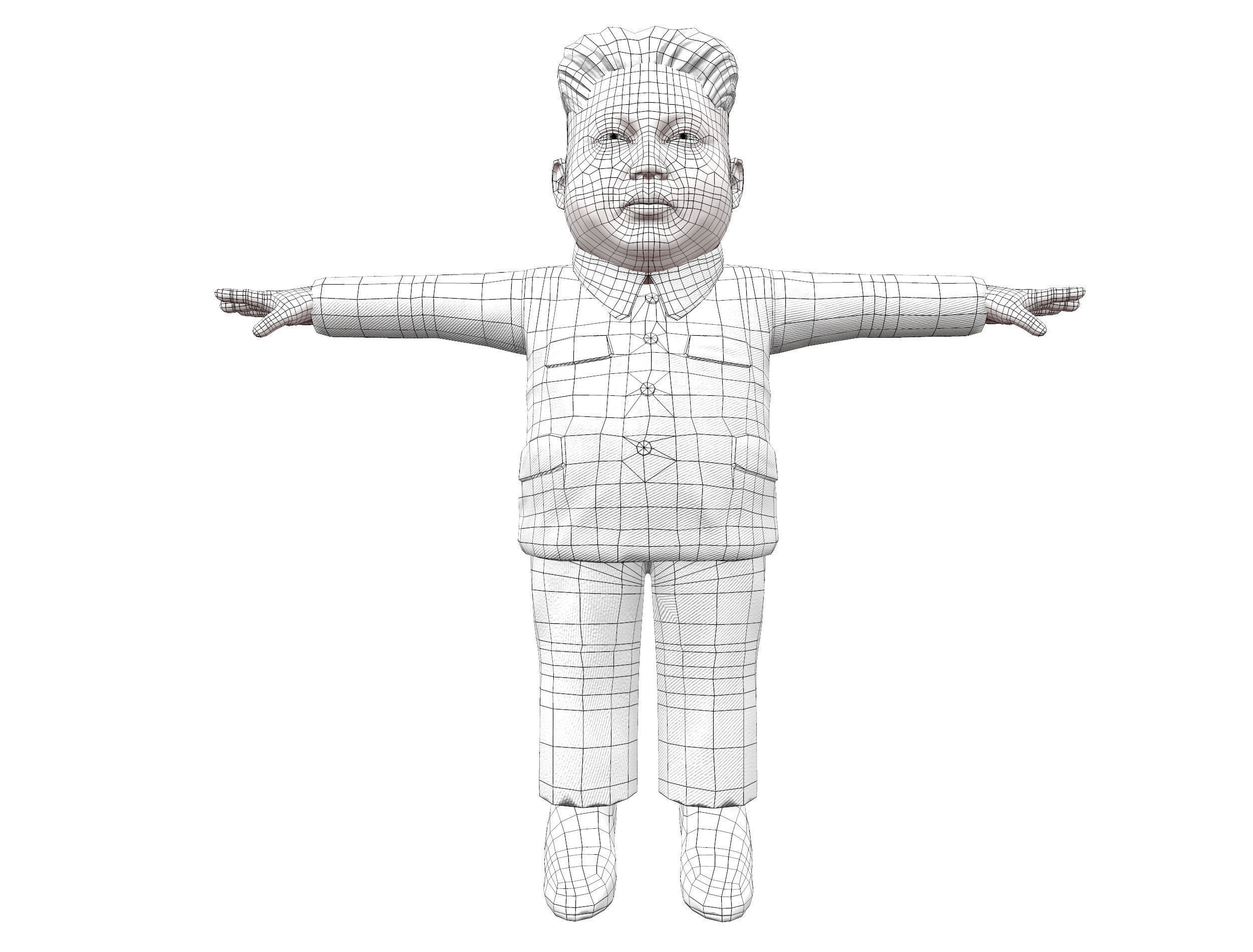 Kim Jong Un caricature low poly animated Low-poly 3D model_13