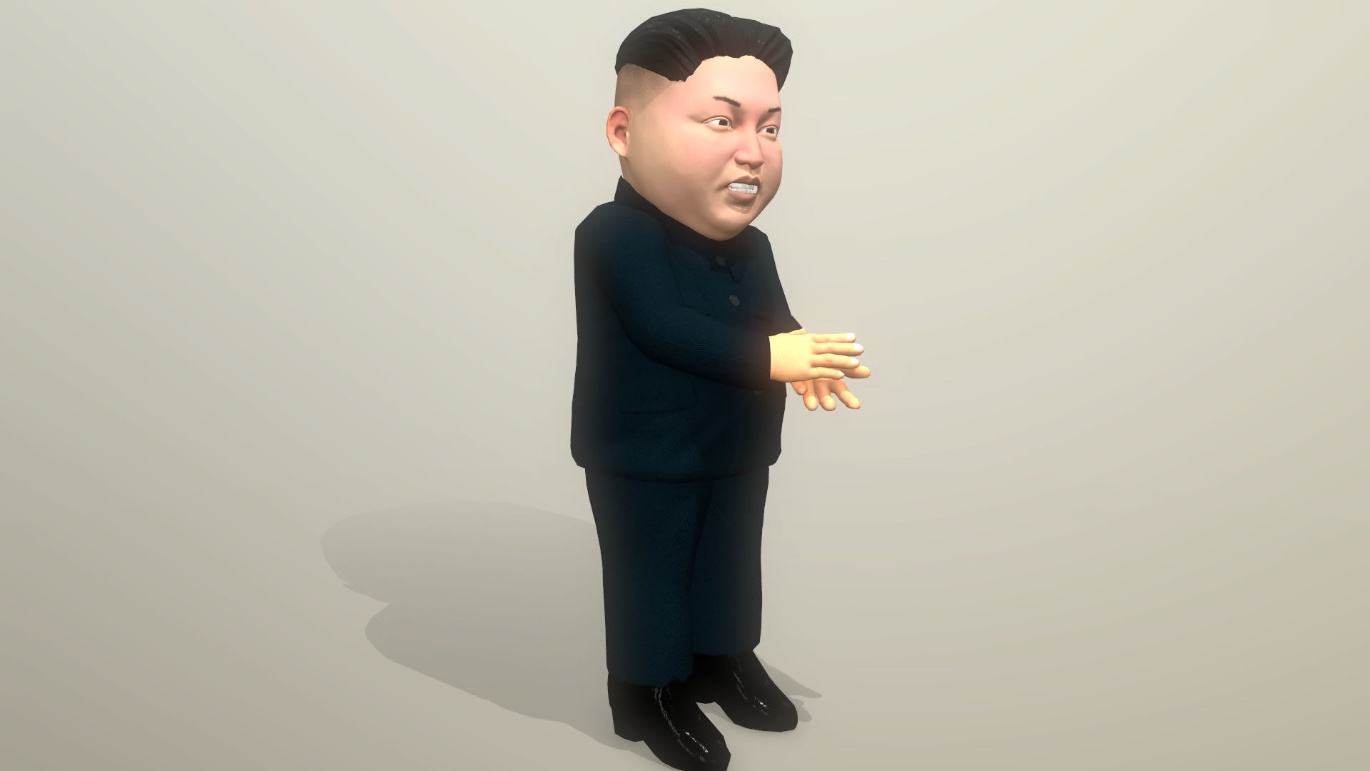 Kim Jong Un caricature low poly animated Low-poly 3D model_9