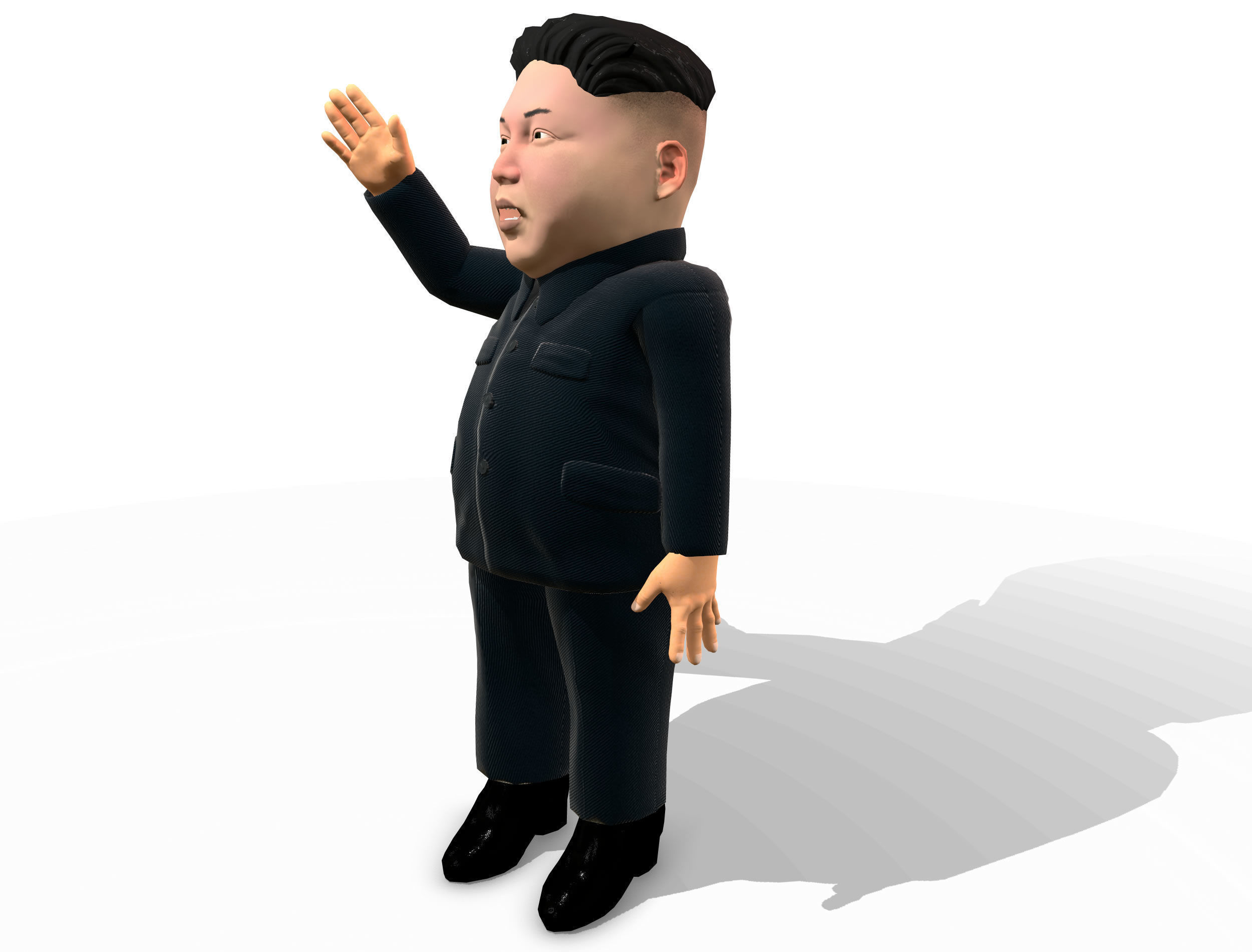 Kim Jong Un caricature low poly animated Low-poly 3D model_8
