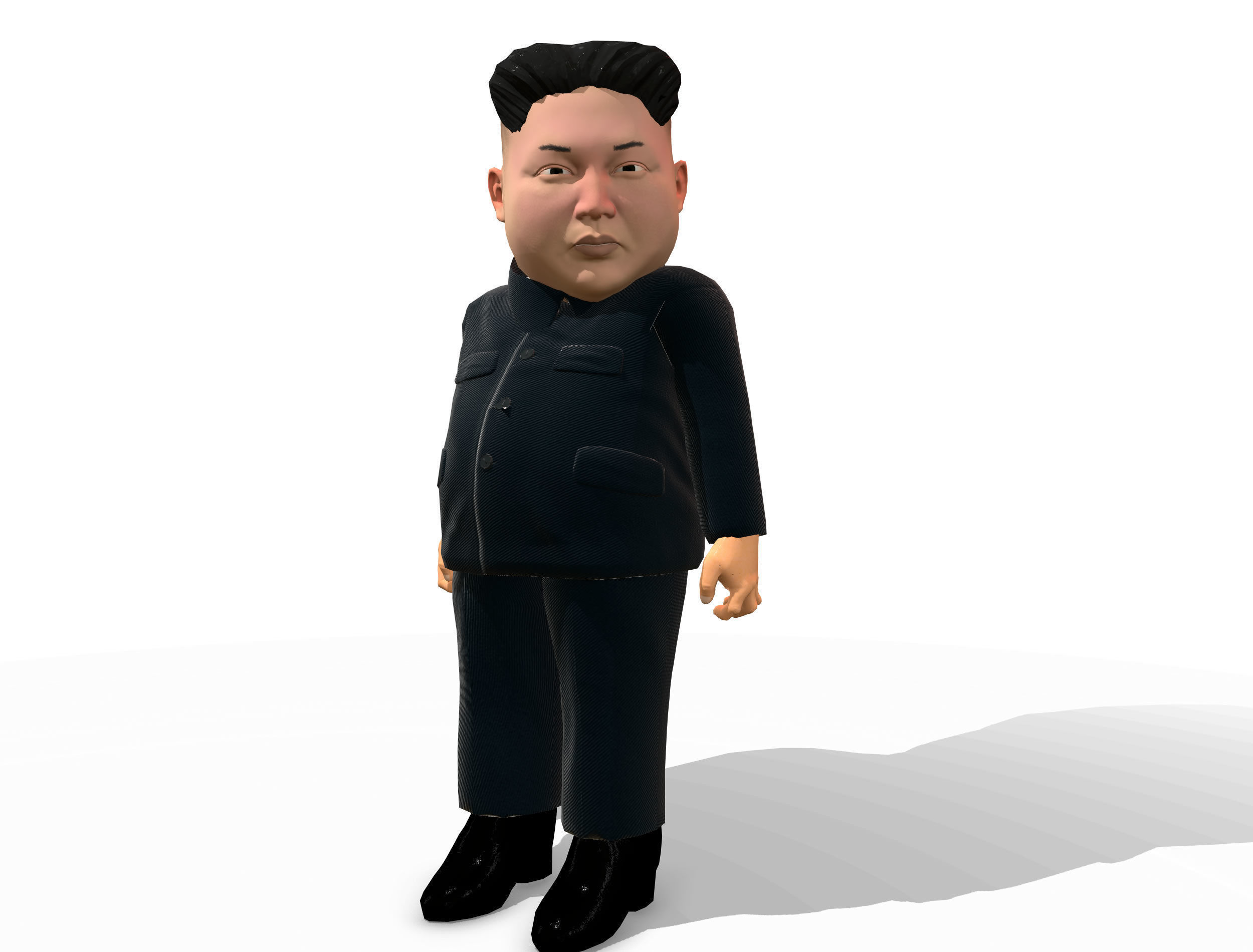 Kim Jong Un caricature low poly animated Low-poly 3D model_6
