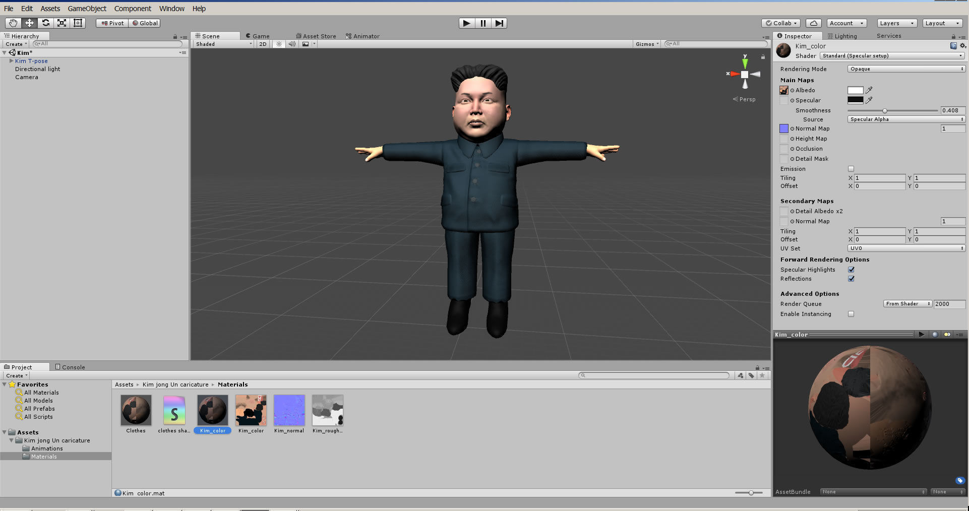 Kim Jong Un caricature low poly animated Low-poly 3D model_16