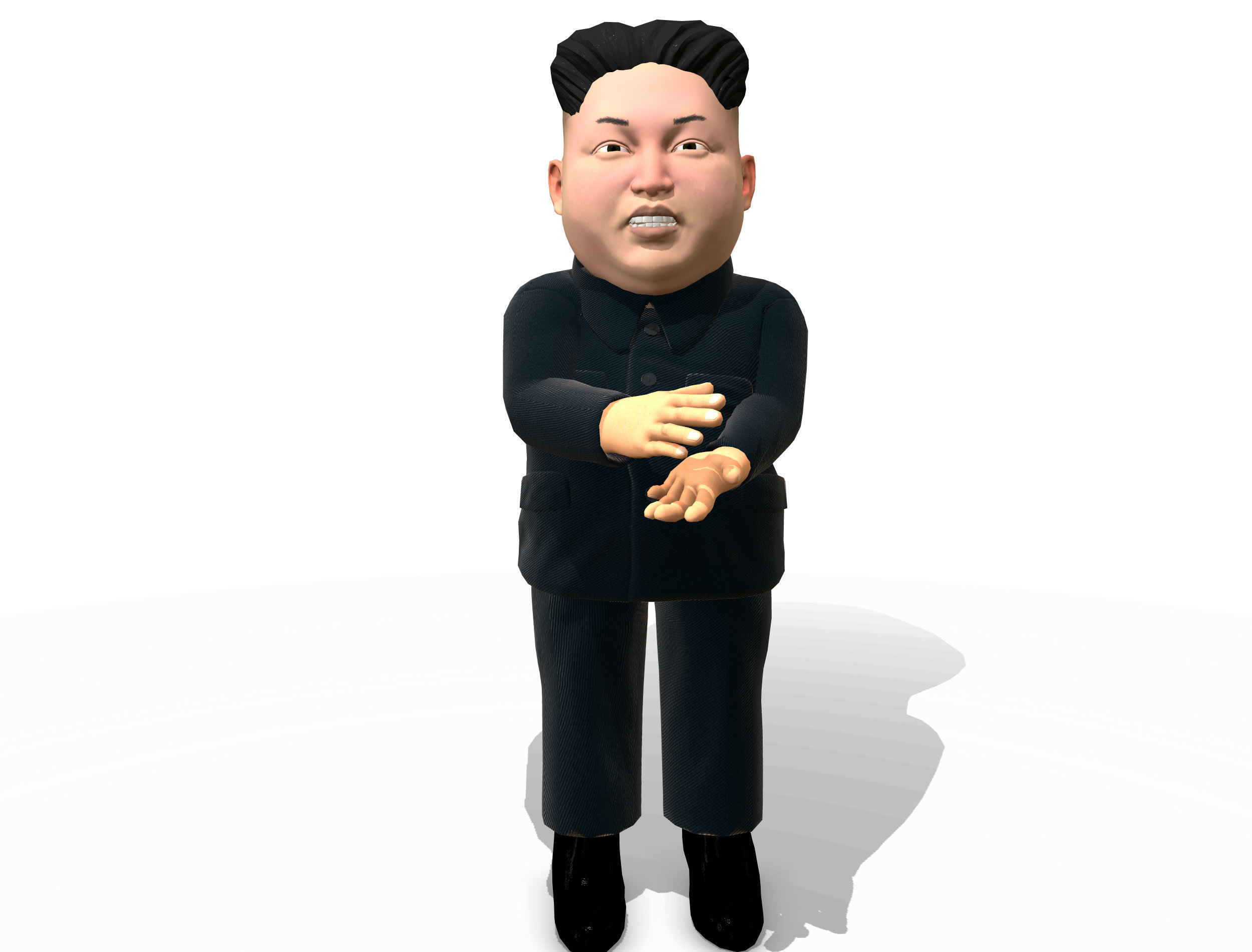 Kim Jong Un caricature low poly animated Low-poly 3D model_2