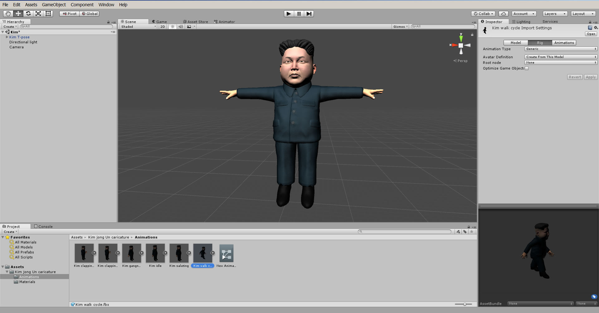Kim Jong Un caricature low poly animated Low-poly 3D model_15
