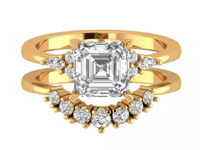 Asscher Engagement Ring 3D print model