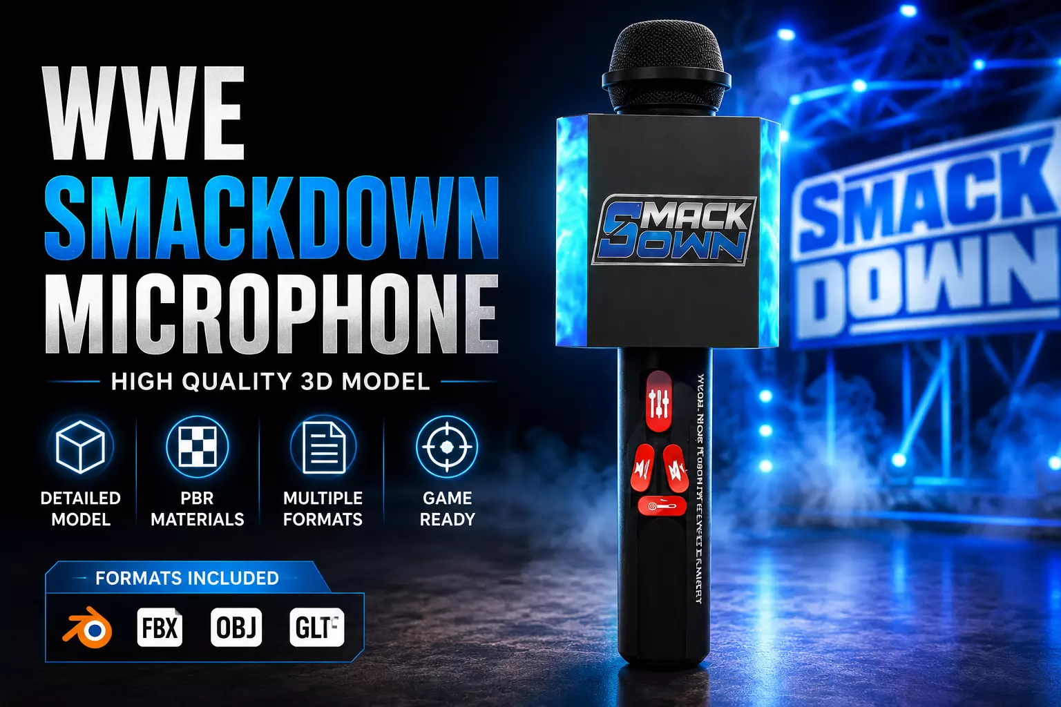 WWE SmackDown Wireless Microphone 3D model