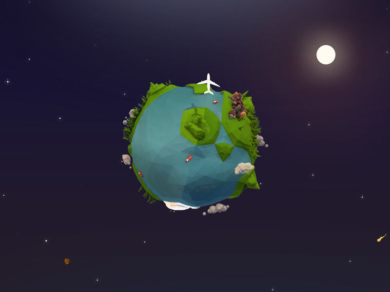 Cartoon Low Poly Earth Planet Low-poly 3D model_1