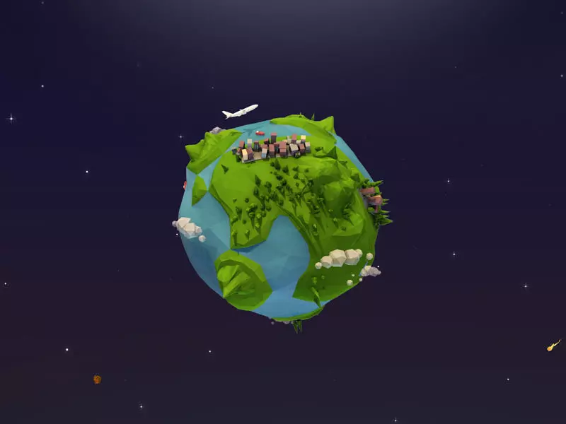 Cartoon Low Poly Earth Planet Low-poly 3D model_0