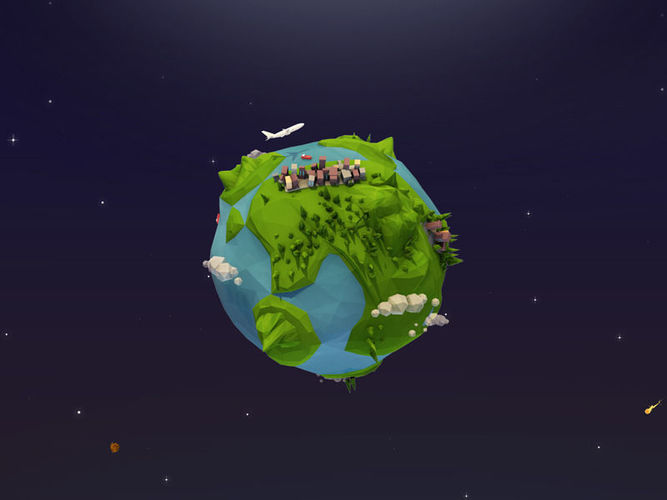 Cartoon Low Poly Earth Planet Low-poly 3D model