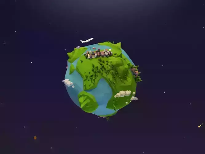 Cartoon Low Poly Earth Planet Low-poly 3D model
