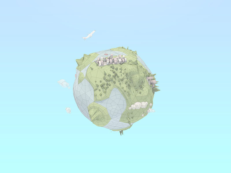 Cartoon Low Poly Earth Planet Low-poly 3D model_3