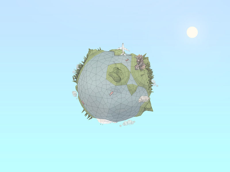 Cartoon Low Poly Earth Planet Low-poly 3D model_4