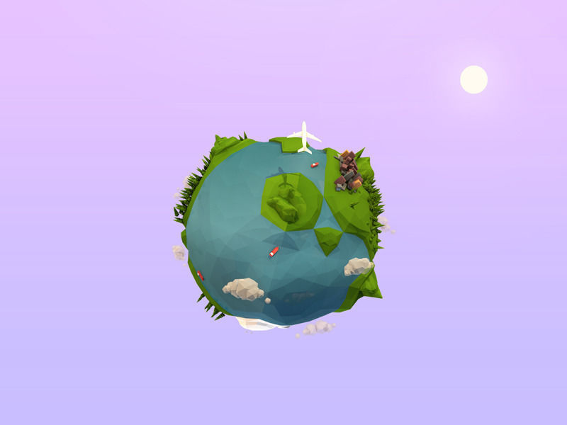 Cartoon Low Poly Earth Planet Low-poly 3D model_6