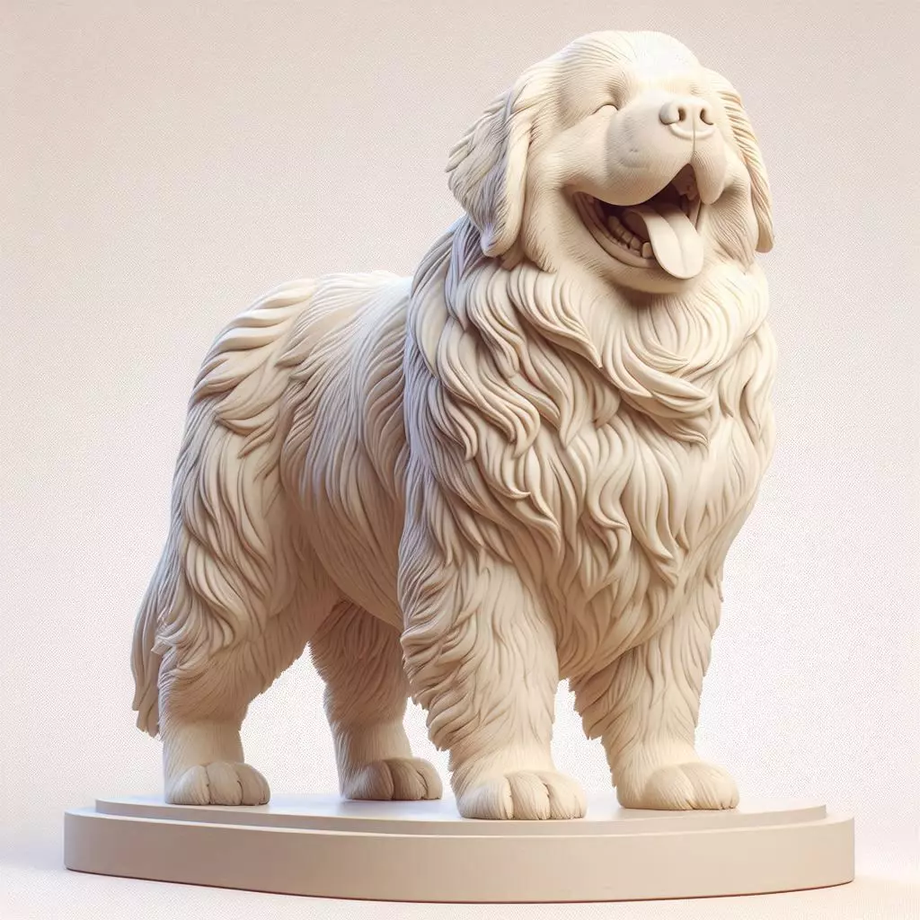 4207 Color 3D Model of Laughing Newfoundland Dog STL 3D print model
